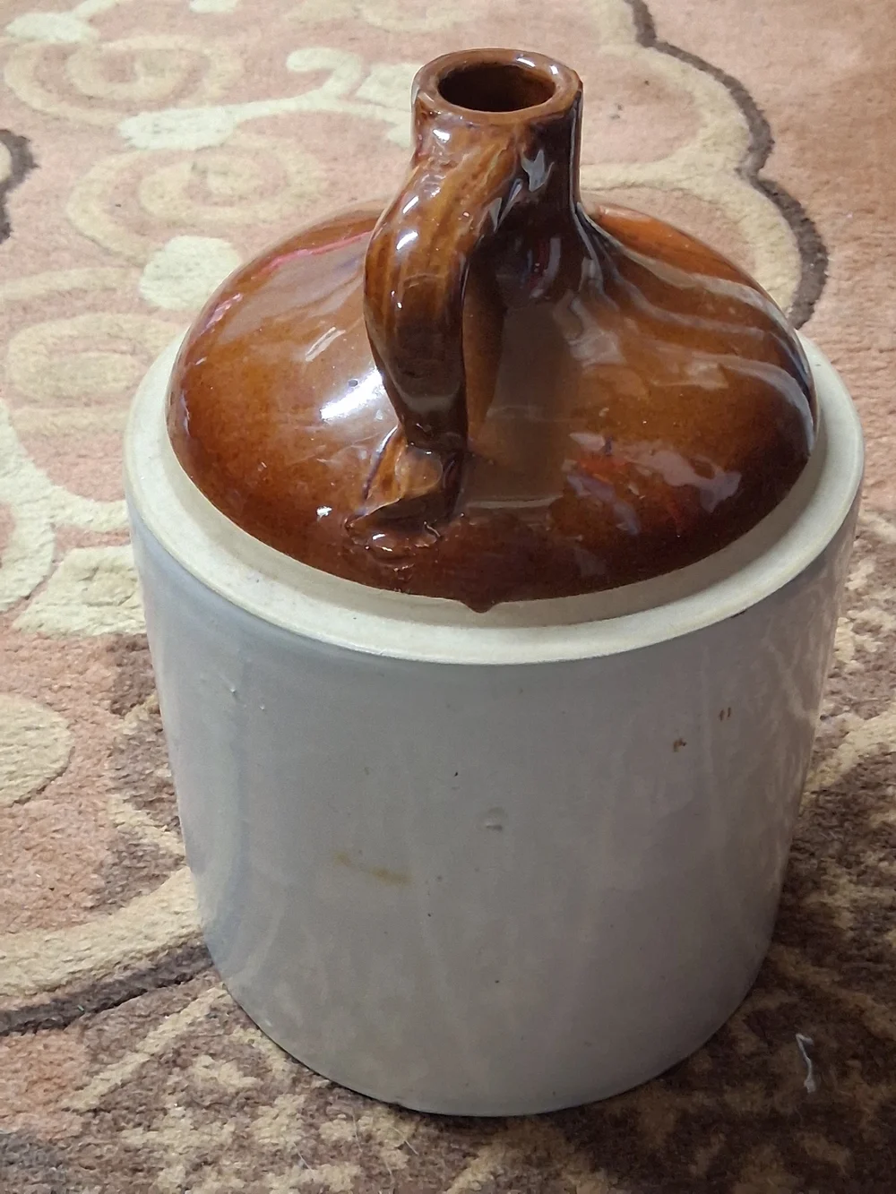 Brown & Cream Vintage Western Stoneware Jug